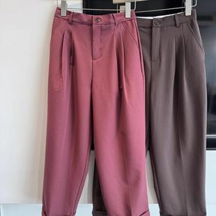 裤 0311 宽松显瘦直筒西装 垂感高腰卷边休闲裤 0.45KG 品质好货