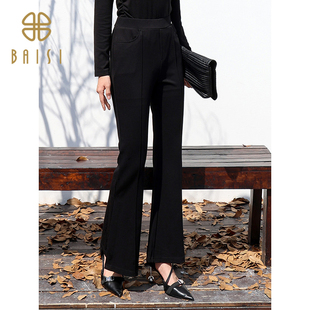 新品 微喇裤 百丝高腰长裤 通勤休闲西裤 女 黑色显瘦修身 2025冬季