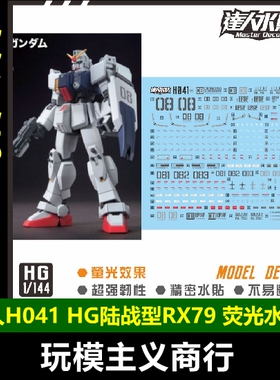包邮 达人 MASTER H041 HG 陆战型 08小队 RX-79 1/144 荧光 水贴
