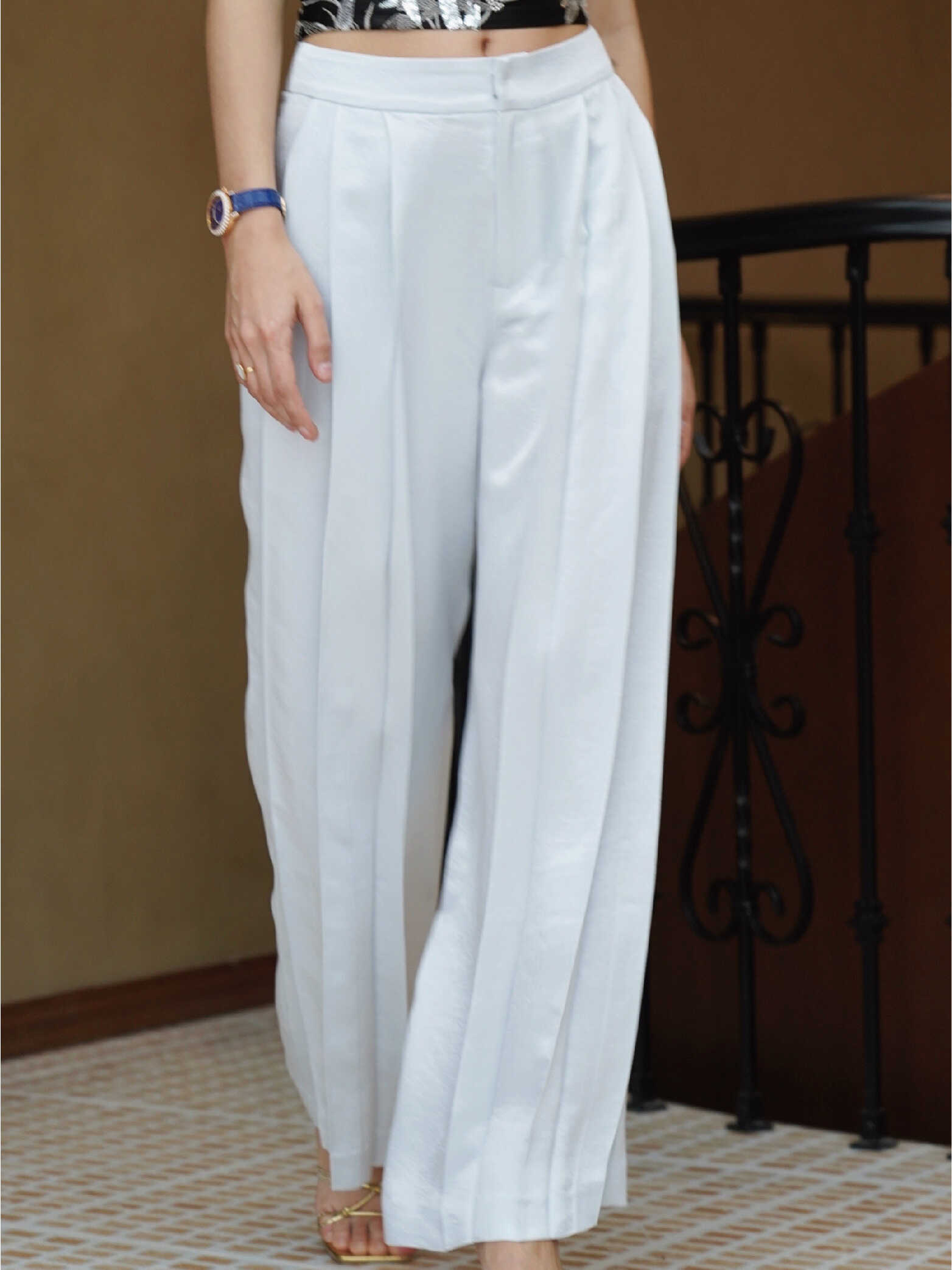 法式通勤高腰显腿长阔腿裤