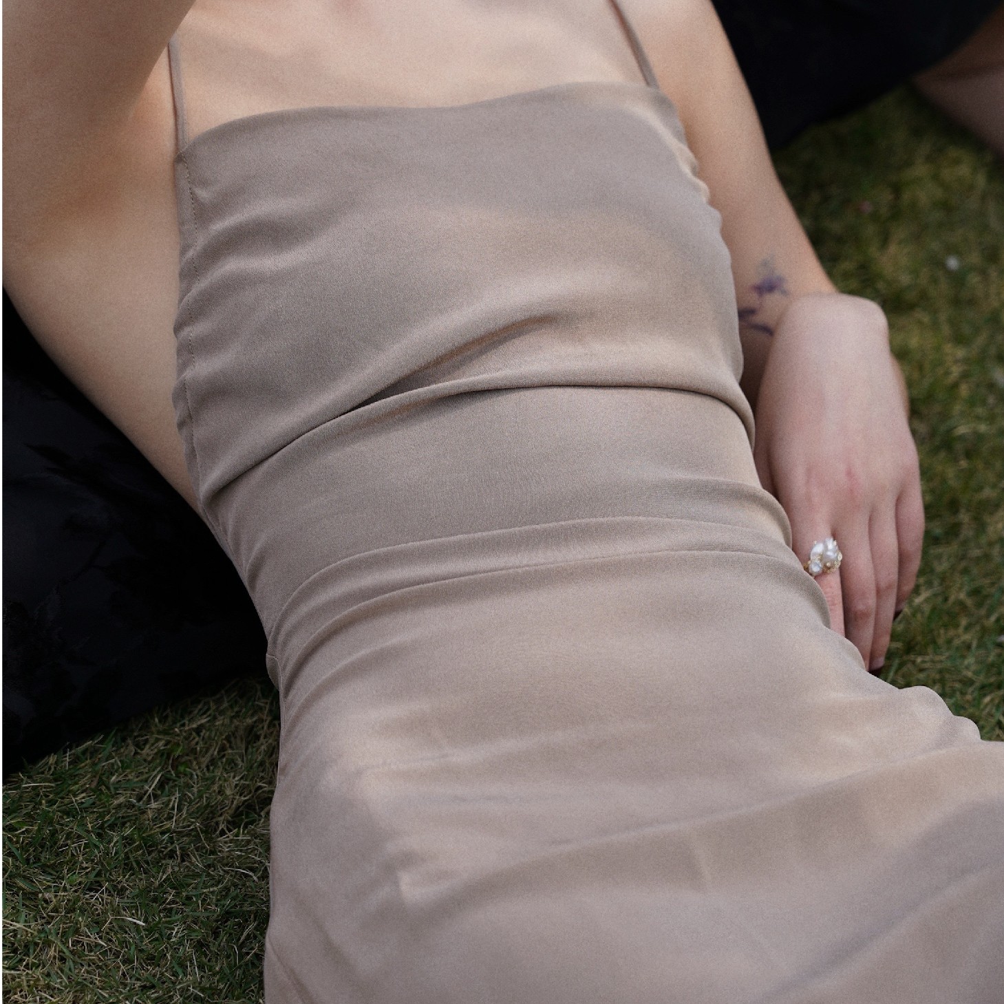 40姆米真丝纯色法式系带