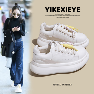 真皮小白鞋女女款2026新款鞋子女鞋百搭板鞋爆款休闲鞋增高鞋厚底