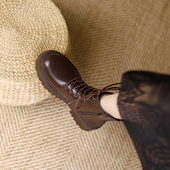 厚底女靴夏天 2026新款 真皮马丁靴女款 英伦风女短靴女棕色靴子春季