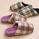 复古格子高级感棉拖鞋女秋冬季毛绒保暖厚底外穿时尚居家室内防滑