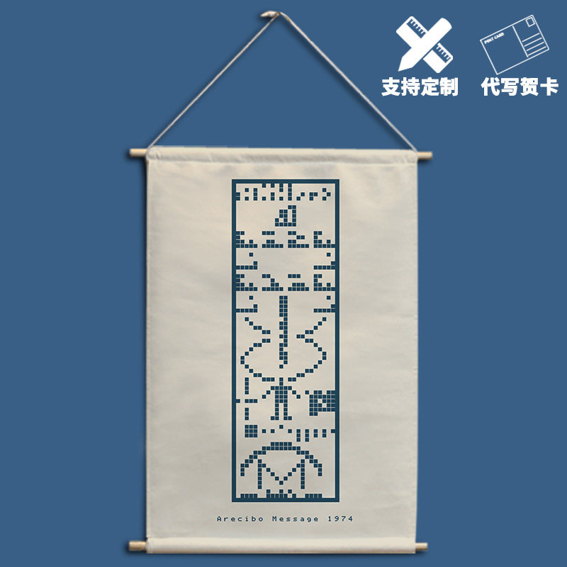 arecibo message 阿雷西博信息布艺挂画定制极客风卧室宿舍装饰画