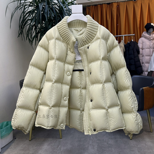 95白鸭绒针织立领短款羽绒服女2025冬装新款韩版宽松保暖加厚外套