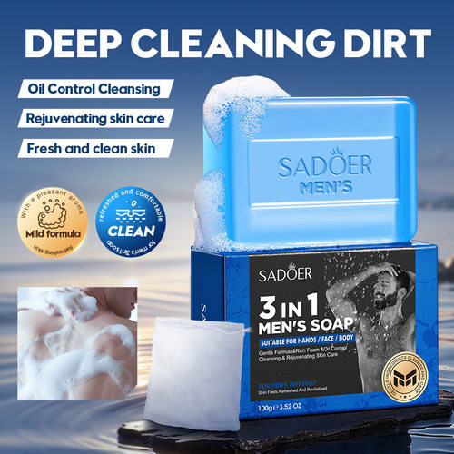 All SADOER Men's 3-in-1 Soap Handmade Soap for Body Cleanin