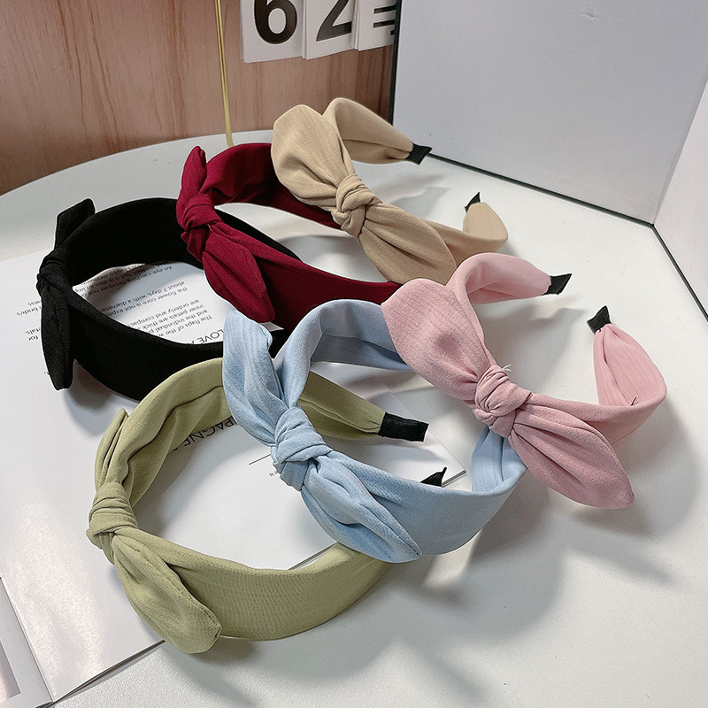韩版新款蝴蝶结宽边打结发箍女简约百搭宽边可调节铁丝兔耳朵发卡