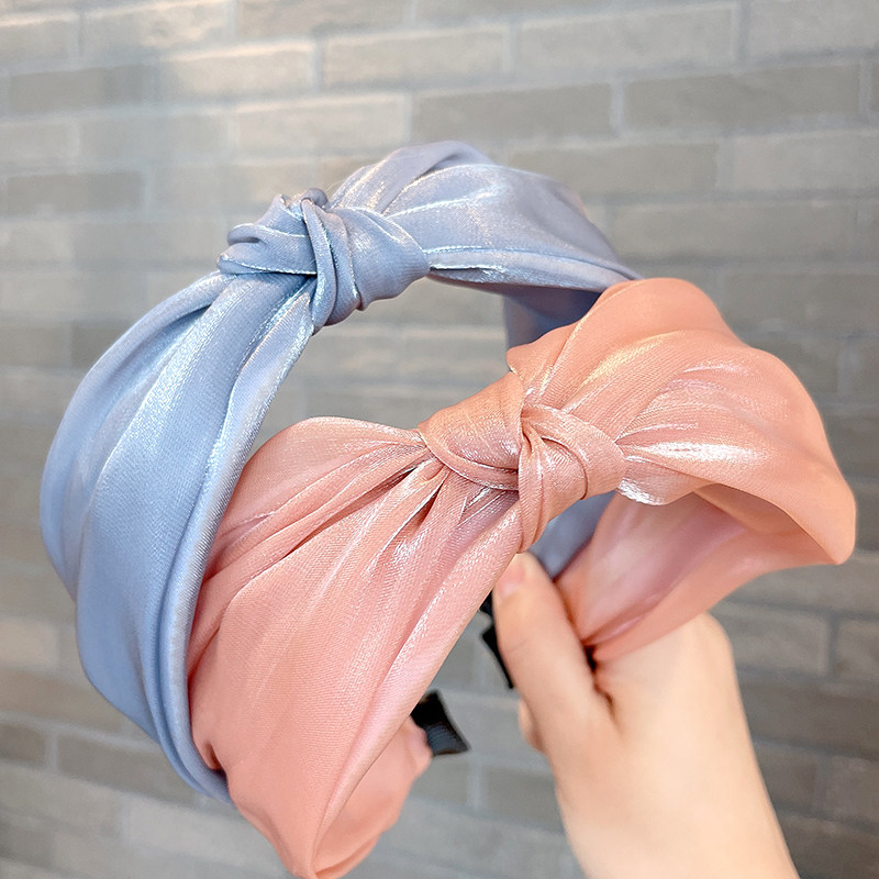 韩版夏新款发箍女宽边打结头箍透气双层纱网发饰发卡外出压发头饰