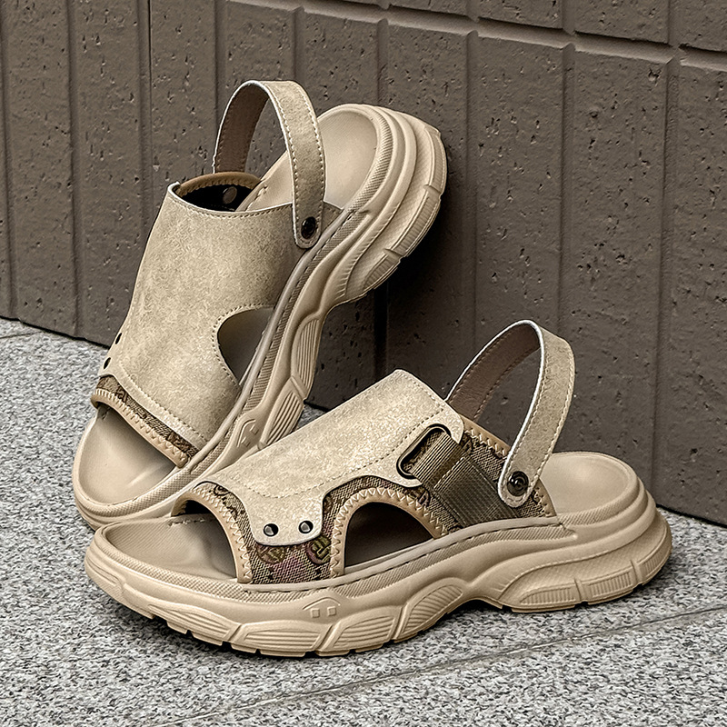 厚底凉鞋夏季潮流软底男士外穿防臭防滑拖鞋沙滩鞋白色