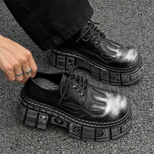 小个子增高男英伦风矮子乐厚底休闲新款男鞋银色