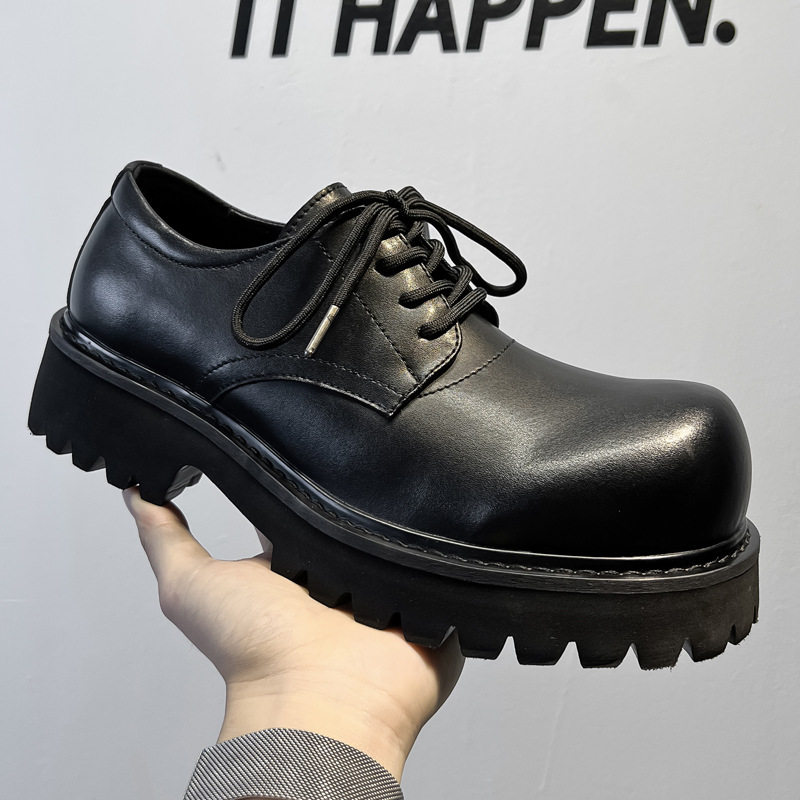德比鞋男黑色大头皮鞋新款秋季厚底潮流男鞋