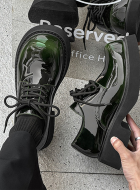 圆头皮鞋男女米奇大头鞋休闲增高英伦风情侣变色绿色 蓝色