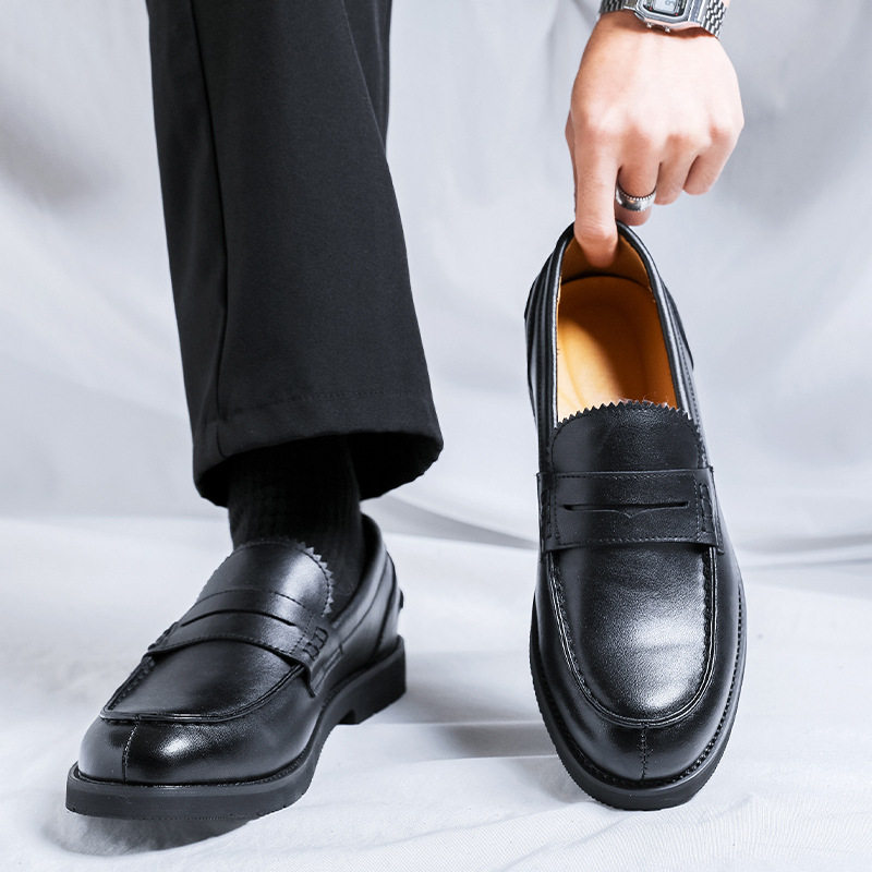 一脚蹬乐福鞋懒人男士商务休闲皮鞋秋季英伦风高端正装男
