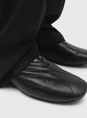 复古德训鞋男赛车鞋运动休闲英伦风帅气百搭一脚蹬鞋黑色