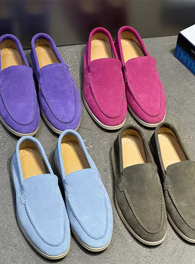 豆豆鞋百搭潮流休闲套脚驾车休闲鞋天蓝色 褐色 粉色 紫色