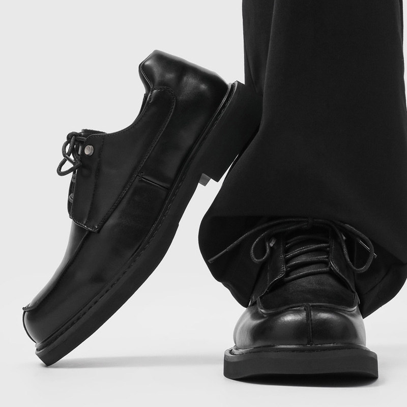 黑色方头德比鞋男款商务正装休闲复古百搭英伦风婚鞋