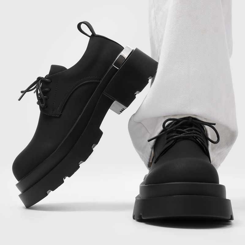 巴黎德比鞋男款松糕厚底增高英伦风休闲哑光复古大头鞋