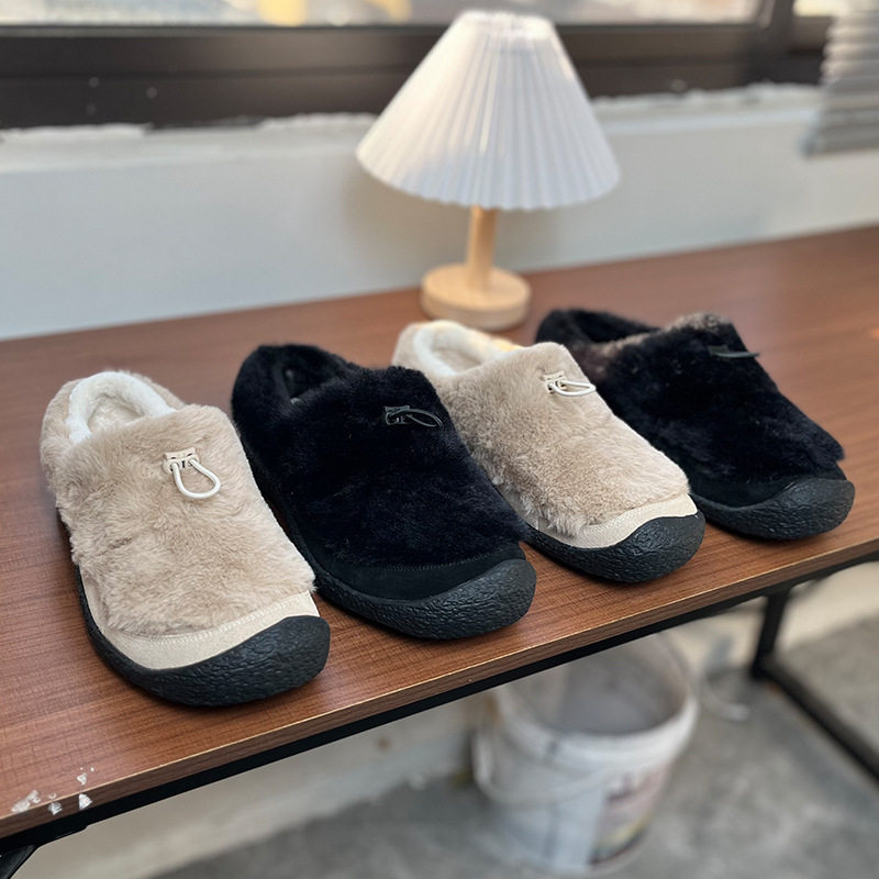 加绒男女一脚蹬懒人鞋雪地靴潮款毛绒勃肯保暖休闲鞋