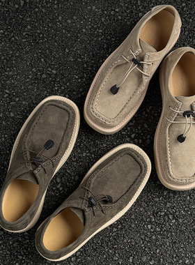 春季新款休闲百搭厚底男潮鞋潮流韩版系带板鞋米色 绿色