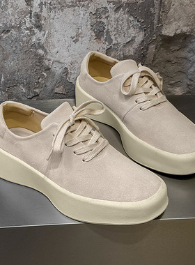 夏季新款男士简约复古休闲板鞋低帮系带鞋白色