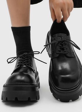 夏季男款新款休闲增高CM厚底德鞋黑色大头通勤鞋