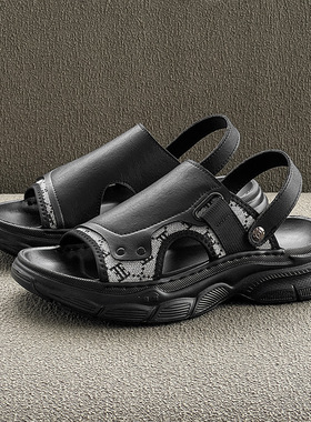 夏季新款厚底休闲博肯凉鞋外穿防滑防臭沙滩鞋黑色