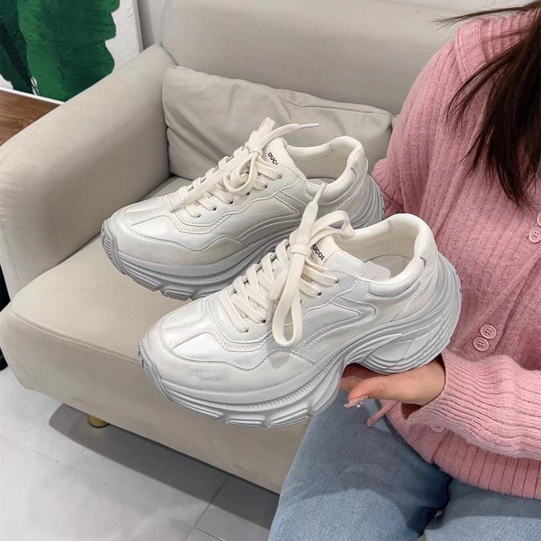 2024冬新款厚底加绒皮面老爹鞋