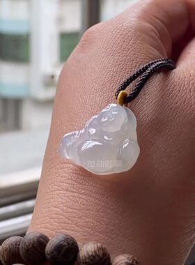 冰胶淡紫弥勒酒窝笑佛翡翠吊坠