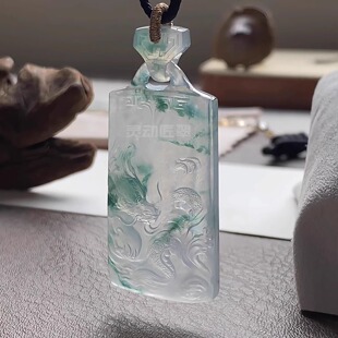 结缘飞龙在天 灵动匠翠 国风仿古套环龙素牌冰种飘花生肖翡翠挂件