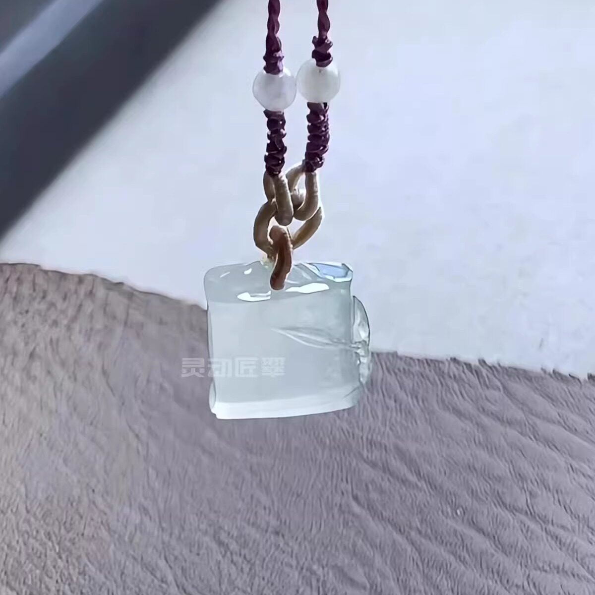 【方刚挺拔】高冰种起光清透方竹 竹节竹子节节高翡翠A货小吊坠