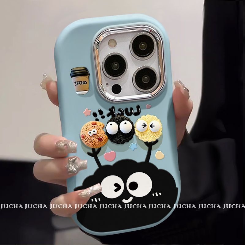 2025咖啡小煤球适用苹果16pro手机壳女硅胶防摔iphone15plus情侣