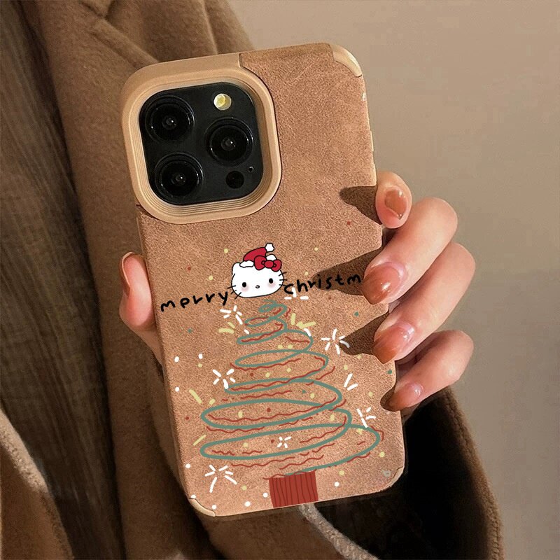 2025圣诞美拉德kitty猫适用苹果17手机壳麂皮iPhone13promax全包