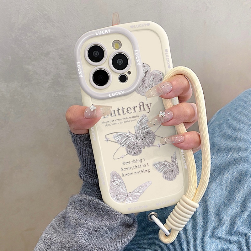 2025感蝴蝶适用苹果17promax手机壳iphone15pro带挂绳14女款13原