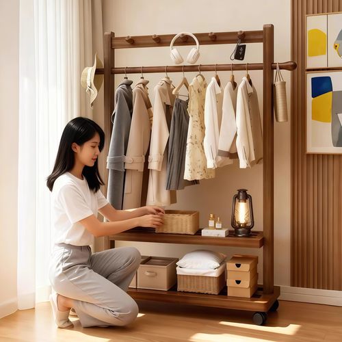 实木落地衣帽架卧室家用挂衣架