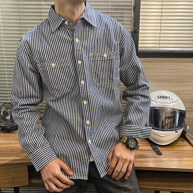 bf日系石磨重磅品质穿搭牛仔衬衫