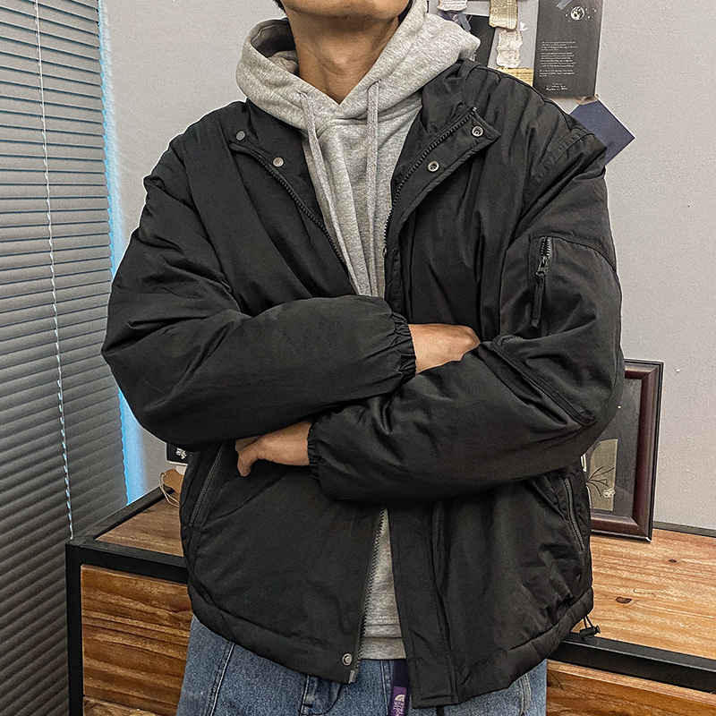 加棉秋冬纯色棉服复古