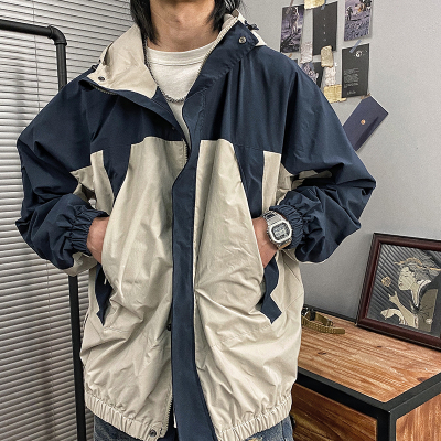 连帽四季通用宽松拼色潮流