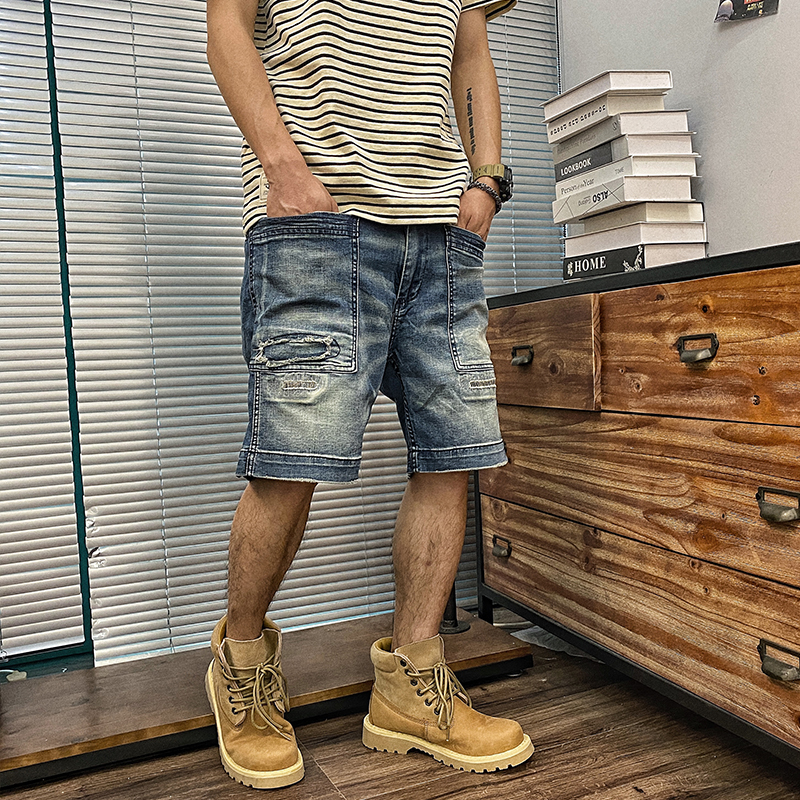 其他拉链短裤补丁夏季做旧