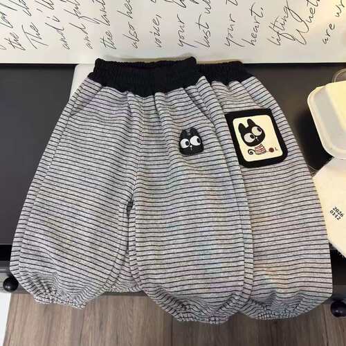 儿童条纹休闲裤加绒刀裤