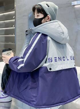男童冬装外套2025新款冬季加绒加厚棉服中大童男孩秋冬款冲锋衣潮