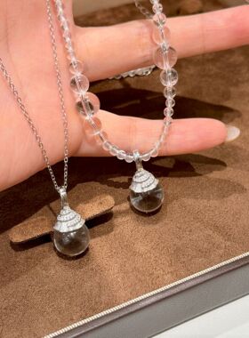 s925纯银裙摆吊坠天然白水晶灯泡项链女小众设计高级感稳定情绪