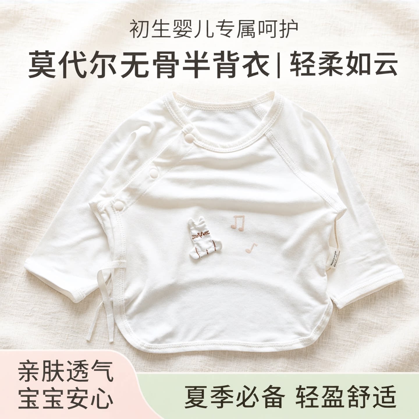 新生儿出生衣服初生婴儿莫代尔半背衣无骨宝宝和尚服夏季上衣软薄