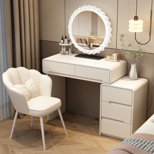 2026新款小户型梳妆台卧室奶油风60cm现代简约轻奢化妆桌斗柜一体