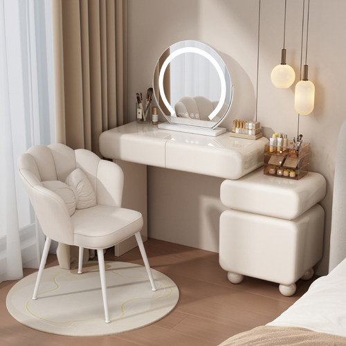 现代简约烤漆全实木梳妆台小户型化妆桌卧室斗柜一体收纳柜化妆台