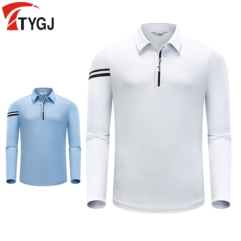 ttygj高尔夫球服男装上衣 长袖t恤春季新款polo衫 翻领弹性速干衣