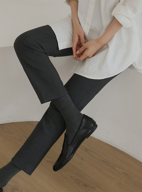 灰色九分直筒裤大码西装裤高腰宽松显瘦休闲女裤锥形烟管裤职业裤