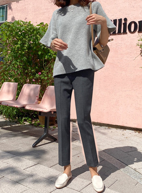灰色九分西装裤女春秋款宽松显瘦OL职业烟管裤直筒裤休闲百搭西裤