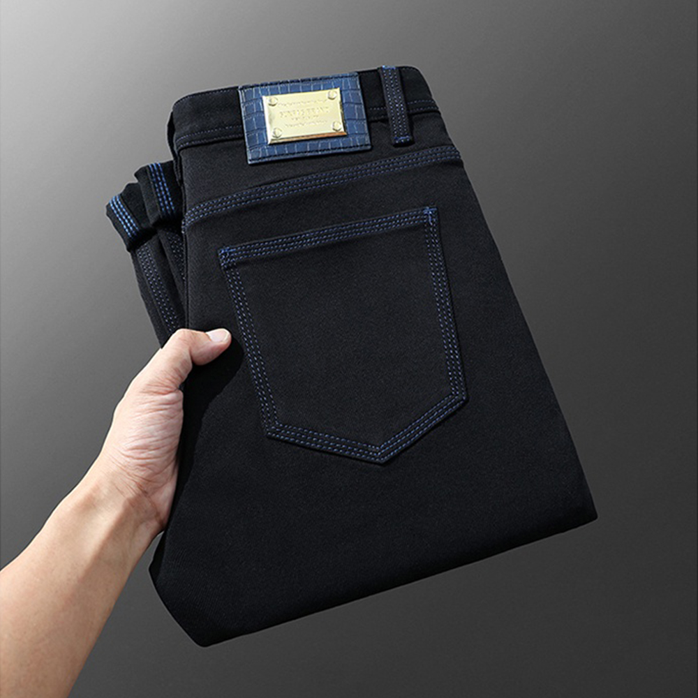 欧洲站黑色九分牛仔裤2025新款男早秋款修身小脚潮流时尚休闲长裤