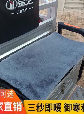 新款冬季顺丰快递座垫仿兔毛绒电动三轮车前坐垫海绵保暖防滑加厚